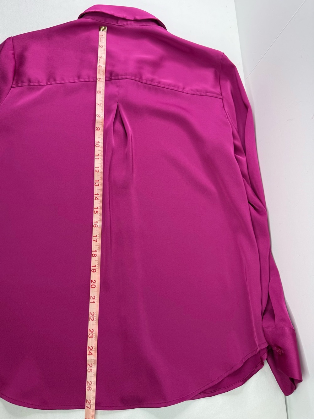 Maurices Fuchsia Pink Satiny Button-Down Blouse Long Sleeve Size Medium - Picture 8 of 8